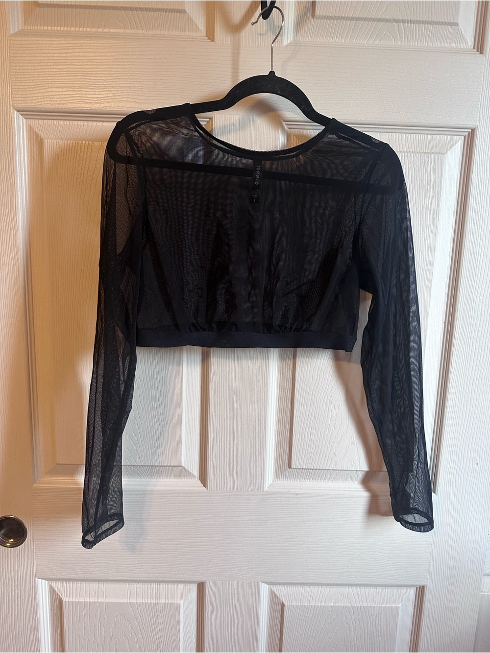 torrid Sheer Black Long-Sleeve Mesh Crop Top